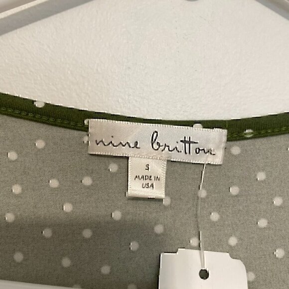 NEW NWT NINE BRITTON STITCH FIX Skylee Brushed Knit Dress Olive Green Polka Dot - Picture 5 of 12
